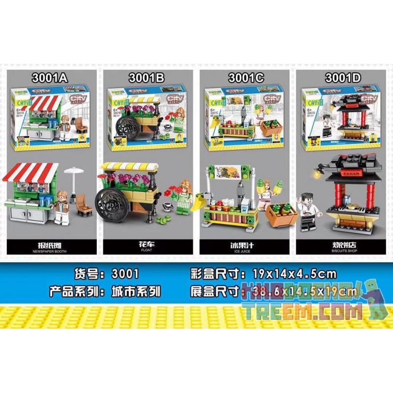 CAYI 3001 3001A 3001B 3001C 3001D Xếp hình kiểu Lego CITY 4 Types Of Stalls Newspaper Stall, Floats, Ice Juice, Biscuits Shop 4 loại gian hàng Gian hàng báo, phao nổi, nước đá, cửa hàng bánh quy gồm 4 CAYI 3001 3001A 3001B 3001C 3001D Xếp hình kiểu Lego CITY 4 Types Of Stalls Newspaper Stall, Floats, Ice Juice, Biscuits Shop 4 loại gian hàng Gian hàng báo, phao nổi, nước đá, cửa hàng bánh quy gồm 4