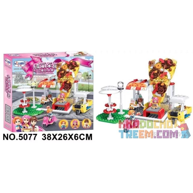 Winner 5077 non Lego NHÀ PIZZA bộ đồ chơi xếp lắp ráp ghép mô hình Friends Các Bạn Gái 290 khối