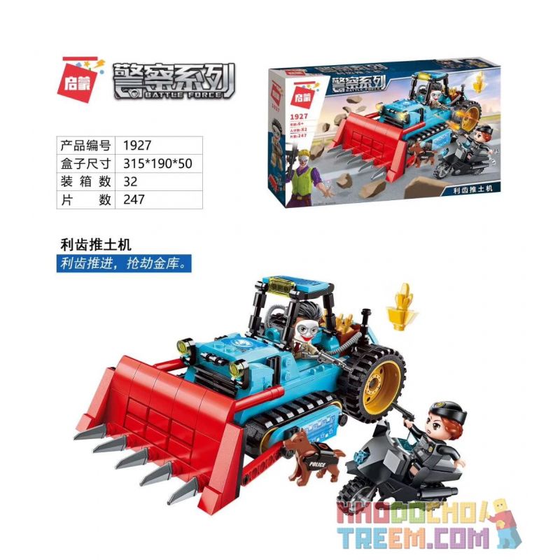 Enlighten 1927 Qman 1927 KEEPPLEY 1927 Xếp hình kiểu Lego POLICE Sharp Tooth Bulldozer Máy ủi răng nhọn 247 khối Enlighten 1927 Qman 1927 KEEPPLEY 1927 Xếp hình kiểu Lego POLICE Sharp Tooth Bulldozer Máy ủi răng nhọn 247 khối