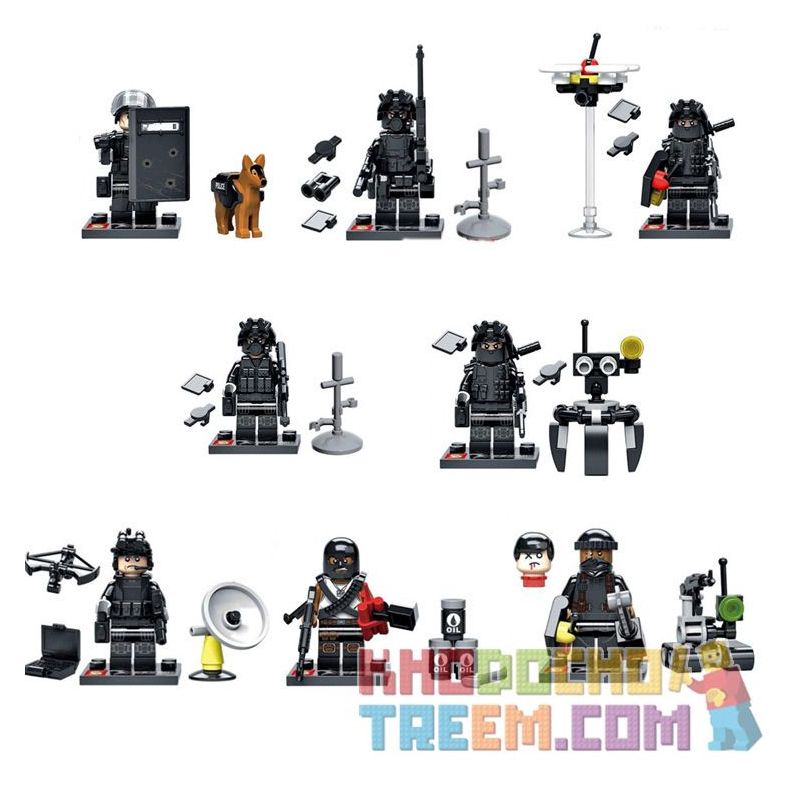SHENG YUAN SY SY607 non Lego LOẠT QUÂN SỰ MINIFIGURE CẢNH SÁT ĐẶC BIỆT 8 LOẠI bộ đồ chơi xếp lắp ráp ghép mô hình Military Army Quân Sự Bộ Đội