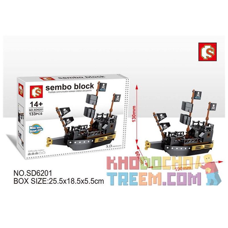 SEMBO SD6201 6201 Xếp hình kiểu Lego Sembo Block Pirates Of The Caribbean Black Pearl Ngọc Trai đen 133 khối SEMBO SD6201 6201 Xếp hình kiểu Lego Sembo Block Pirates Of The Caribbean Black Pearl Ngọc Trai đen 133 khối