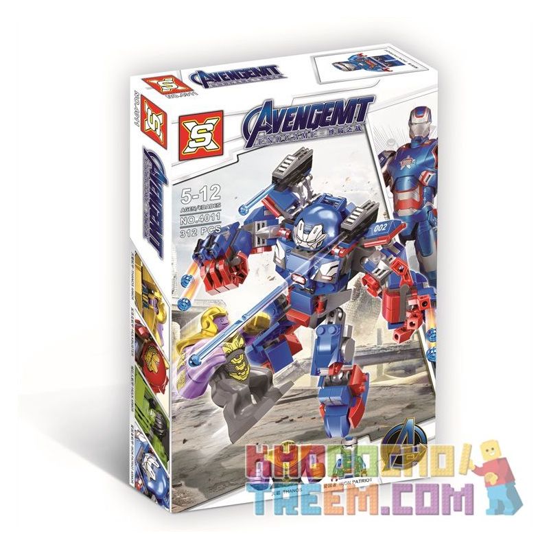 SX 4011 Xếp hình kiểu Lego MARVEL SUPER HEROES Patriot Mech Vs Thanos Patriot Mech vs Thanos 312 khối SX 4011 Xếp hình kiểu Lego MARVEL SUPER HEROES Patriot Mech Vs Thanos Patriot Mech vs Thanos 312 khối