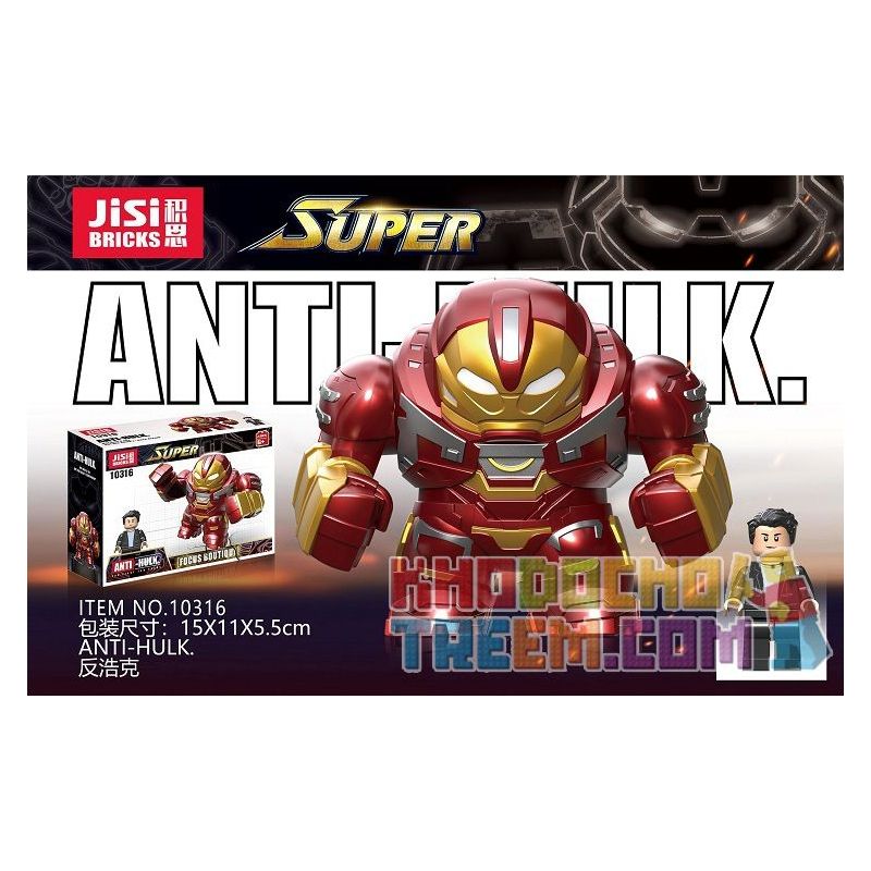JISI 10316 0316 non Lego BỘ GIÁP IRON MAN CHỐNG HULK MECH HÌNH NHÂN VẬT STARK bộ đồ chơi xếp lắp ráp ghép mô hình Super Heroes ANTI-HULK Siêu Nhân Anh Hùng