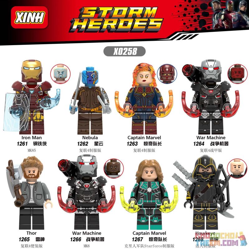 XINH X0258 0258 Xếp hình kiểu Lego MARVEL SUPER HEROES 8 Minifigure Suits 8 bộ đồ minifigure XINH X0258 0258 Xếp hình kiểu Lego MARVEL SUPER HEROES 8 Minifigure Suits 8 bộ đồ minifigure