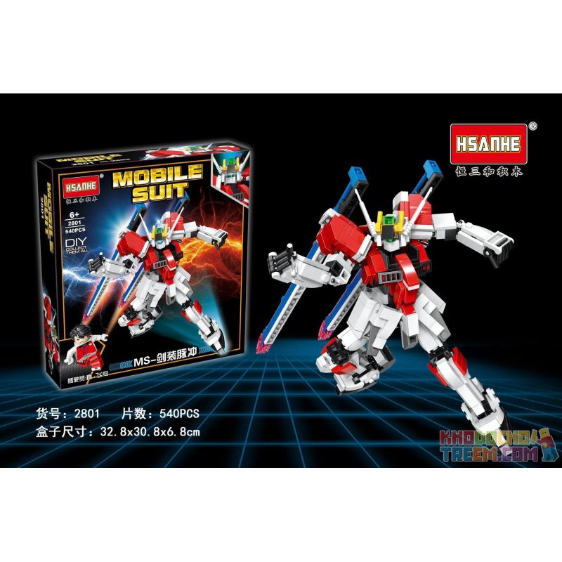 HSANHE 2801 non Lego XUNG MS-KIẾM bộ đồ chơi xếp lắp ráp ghép mô hình Gundam MOBILE SUIT Đại Chiến Gundam 540 khối