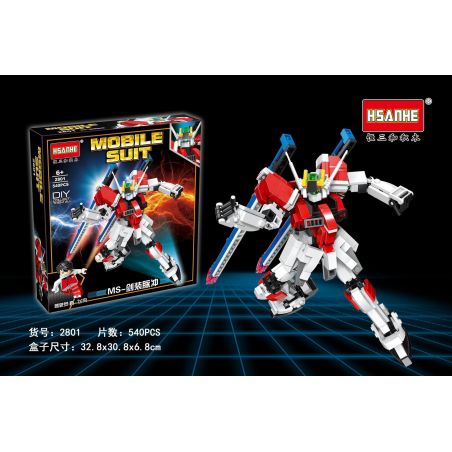 HSANHE 2801 non  XUNG MS-KIẾM bộ đồ chơi xếp lắp ráp ghép mô hình Gundam MOBILE SUIT Đại Chiến Gundam 540 khối