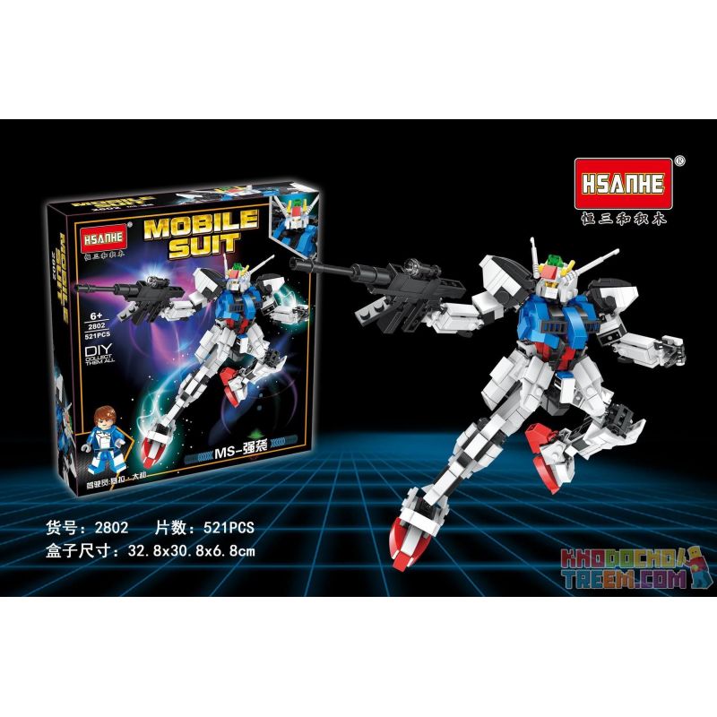 HSANHE 2802 non Lego TẤN CÔNG MẠNH MẼ bộ đồ chơi xếp lắp ráp ghép mô hình Gundam MOBILE SUIT Đại Chiến Gundam 521 khối