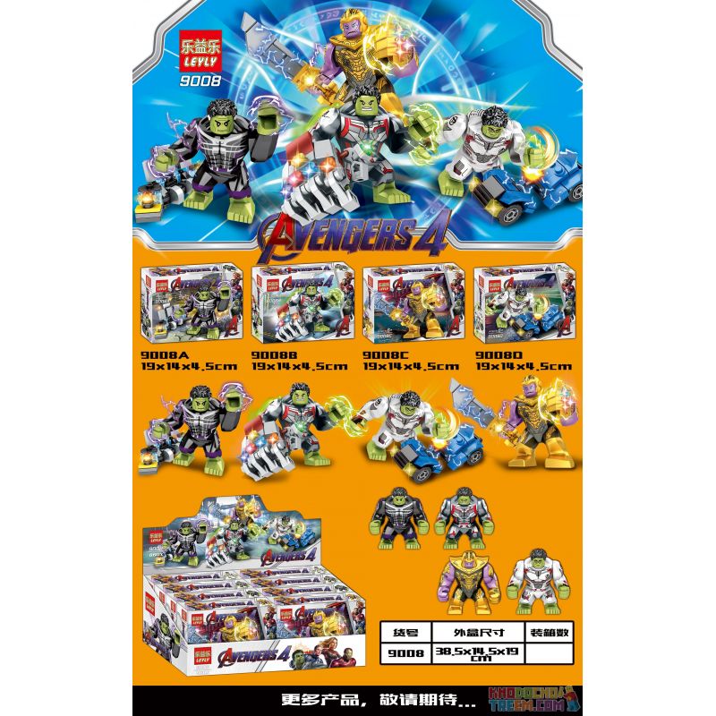 LEYLY 9008A 9008B 9008C 9008D Xếp hình kiểu Lego MARVEL SUPER HEROES Hulk, Thanos, 4 Minifigures Hulk Hulk, Thanos Master 4 loại gồm 4 hộp nhỏ LEYLY 9008A 9008B 9008C 9008D Xếp hình kiểu Lego MARVEL SUPER HEROES Hulk, Thanos, 4 Minifigures Hulk Hulk, Thanos Master 4 loại gồm 4 hộp nhỏ