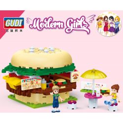 GUDI 9610 non  CỬA HÀNG BÁNH MÌ KẸP THỊT bộ đồ chơi xếp lắp ráp ghép mô hình Modern Girls MODERN GIRLS BURGER SHOP Những Cô Gái Hiện Đại 176 khối