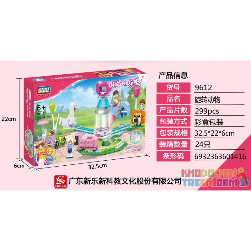 GUDI 9612 non  ĐỘNG VẬT QUAY bộ đồ chơi xếp lắp ráp ghép mô hình Modern Girls MODERN GIRLS ROTATING ANIMALS Những Cô Gái Hiện Đại 299 khối