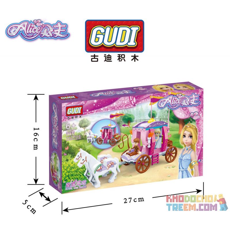 GUDI 9009 non  CỖ XE HOÀNG GIA bộ đồ chơi xếp lắp ráp ghép mô hình Alice Princess ALICE ROYAL CARRIAGE Công Chúa Alice 142 khối GUDI 9009 non  CỖ XE HOÀNG GIA bộ đồ chơi xếp lắp ráp ghép mô hình Alice Princess ALICE ROYAL CARRIAGE Công Chúa Alice 142 khối