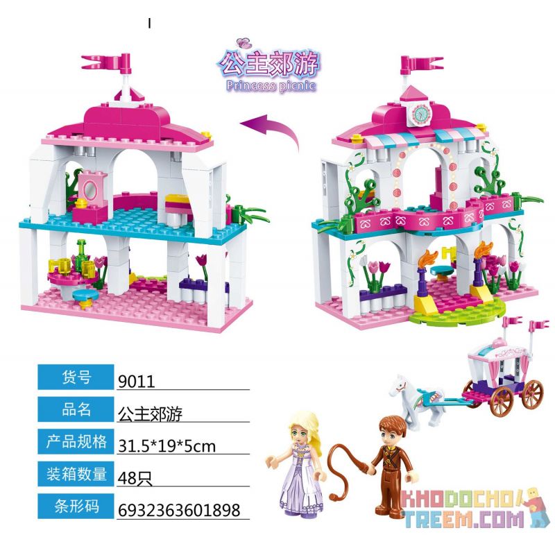 GUDI 9011 non  CÔNG CHÚA ĐI CHƠI bộ đồ chơi xếp lắp ráp ghép mô hình Alice Princess ALICE PRINCESS PICNIC Công Chúa Alice 183 khối