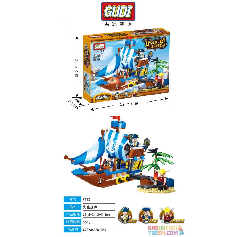 GUDI 9112 non  THÀNH TRÌ CƯỚP BIỂN bộ đồ chơi xếp lắp ráp ghép mô hình Pirates Of The Caribbean LEGEND OF PIRATES STRONGHOLD Cướp Biển Vùng Caribe 200 khối