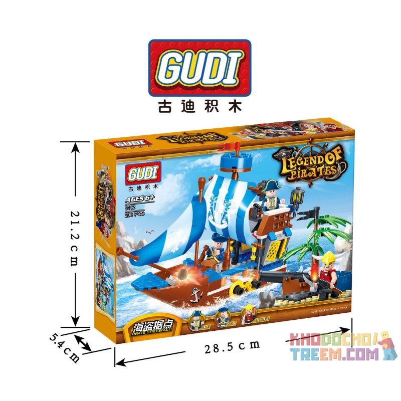 GUDI 9112 non  THÀNH TRÌ CƯỚP BIỂN bộ đồ chơi xếp lắp ráp ghép mô hình Pirates Of The Caribbean LEGEND OF PIRATES STRONGHOLD Cướp Biển Vùng Caribe 200 khối