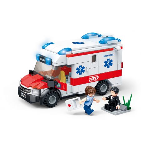 GUDI 9220 non  XE CỨU THƯƠNG bộ đồ chơi xếp lắp ráp ghép mô hình City FIREMAN MEDICAL AMBULANCE Thành Phố 200 khối