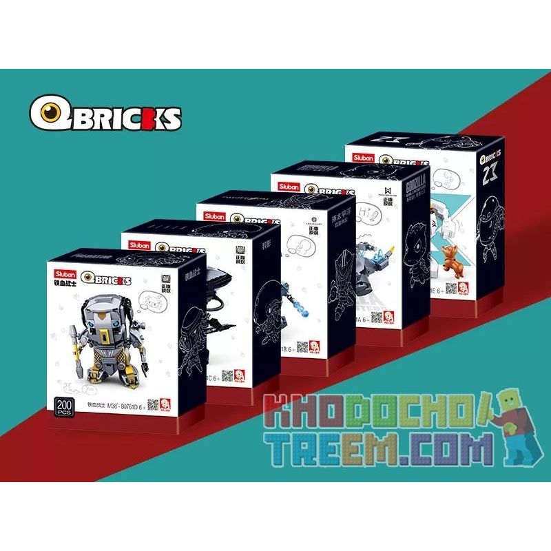 SLUBAN M38-B0761A B0761A 0761A M38B0761A 38-B0761A non  PHIÊN BẢN Q CỦA GODZILLA bộ đồ chơi xếp lắp ráp ghép mô hình Brickheadz QBRICKS Nhân Vật Đầu To 180 khối