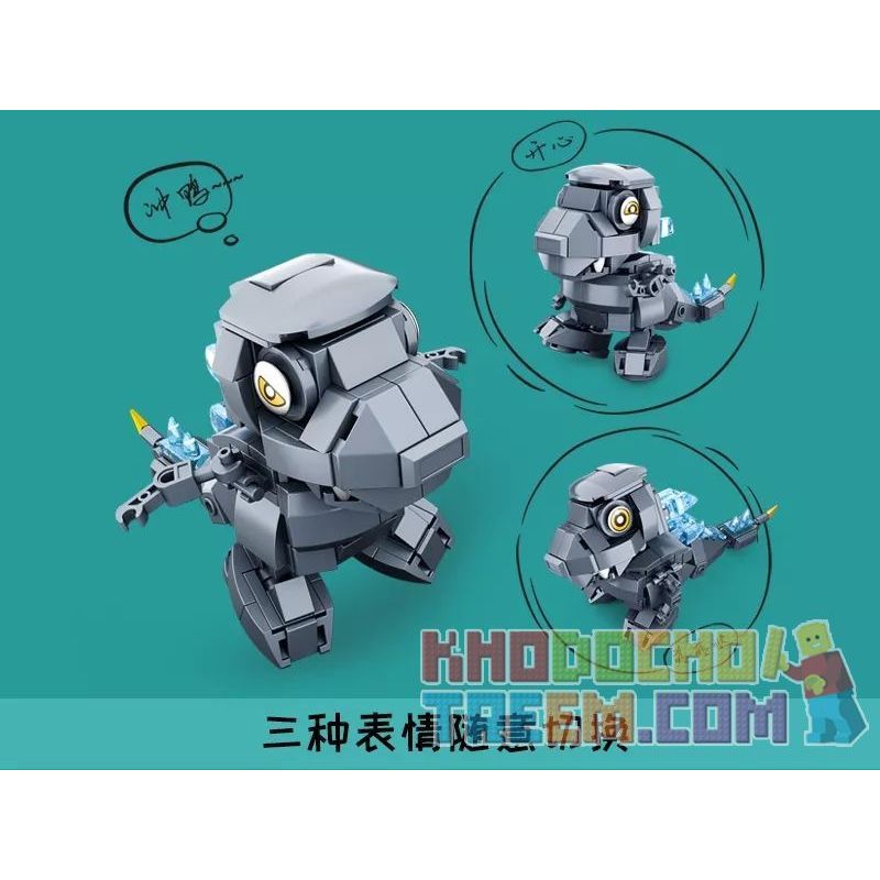 SLUBAN M38-B0761A B0761A 0761A M38B0761A 38-B0761A non  PHIÊN BẢN Q CỦA GODZILLA bộ đồ chơi xếp lắp ráp ghép mô hình Brickheadz QBRICKS Nhân Vật Đầu To 180 khối