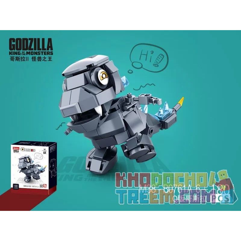 SLUBAN M38-B0761A B0761A 0761A M38B0761A 38-B0761A non  PHIÊN BẢN Q CỦA GODZILLA bộ đồ chơi xếp lắp ráp ghép mô hình Brickheadz QBRICKS Nhân Vật Đầu To 180 khối