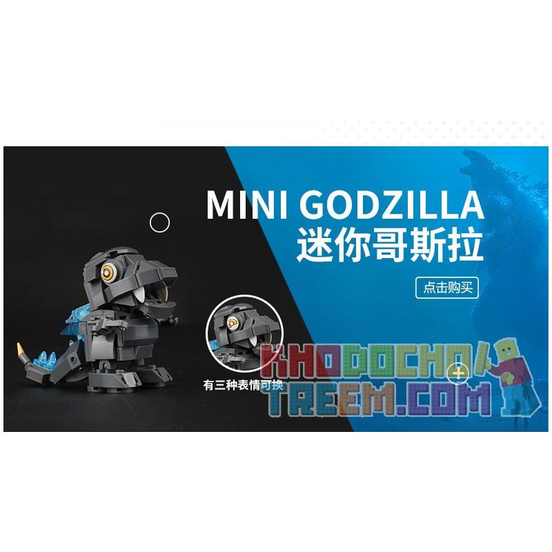 SLUBAN M38-B0761A B0761A 0761A M38B0761A 38-B0761A non  PHIÊN BẢN Q CỦA GODZILLA bộ đồ chơi xếp lắp ráp ghép mô hình Brickheadz QBRICKS Nhân Vật Đầu To 180 khối