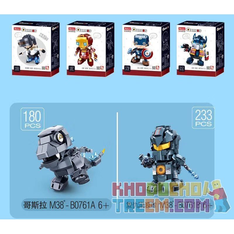 SLUBAN M38-B0761A B0761A 0761A M38B0761A 38-B0761A non  PHIÊN BẢN Q CỦA GODZILLA bộ đồ chơi xếp lắp ráp ghép mô hình Brickheadz QBRICKS Nhân Vật Đầu To 180 khối