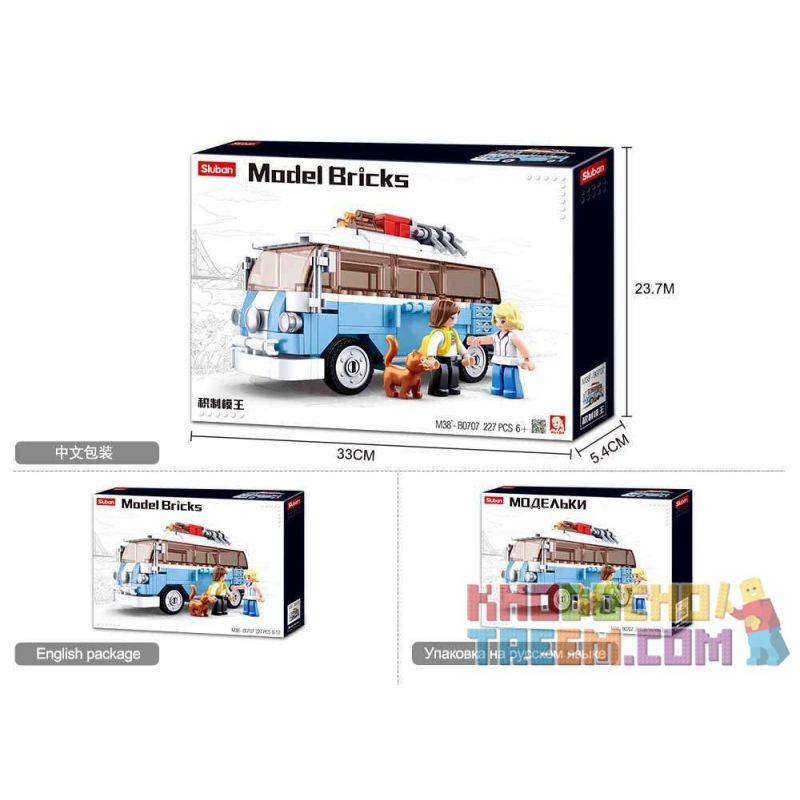 SLUBAN M38-B0707 B0707 0707 M38B0707 38-B0707 non  XE VAN T1 MÀU XANH bộ đồ chơi xếp lắp ráp ghép mô hình Racers MODEL BRICKS Đua Tốc Độ 227 khối