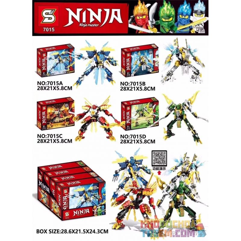 SHENG YUAN SY 7015A 7015B 7015C 7015D non Lego DRAGON MECH 4 LOẠI bộ đồ chơi xếp lắp ráp ghép mô hình The Lego Ninjago Movie Ninja Lốc Xoáy