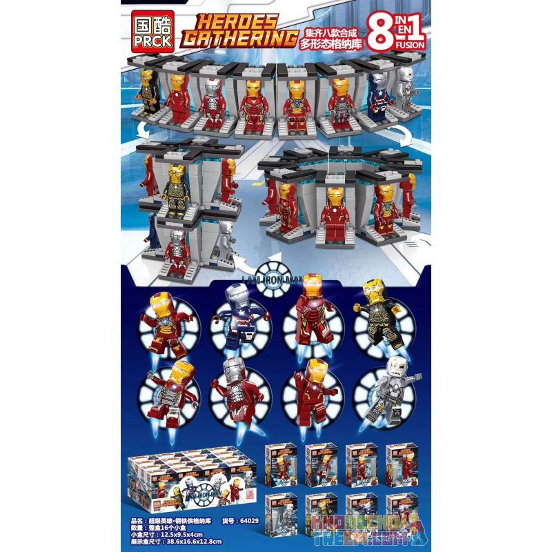 PRCK 64029 Xếp hình kiểu Lego Super Heroes Heroes Gathering Superheroiron Man Ganaku 8 Styles Superhero · Iron Man Ganaku 8 Kiểu 