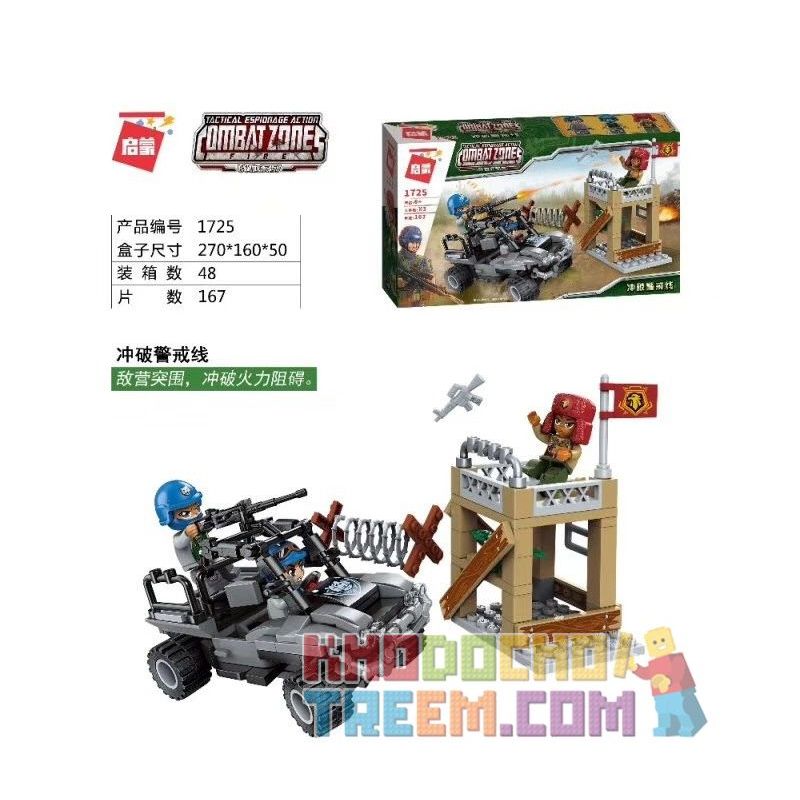 Enlighten 1725 Qman 1725 non Lego BẺ DÂY bộ đồ chơi xếp lắp ráp ghép mô hình Military Army COMBAT ZONES Quân Sự Bộ Đội 167 khối