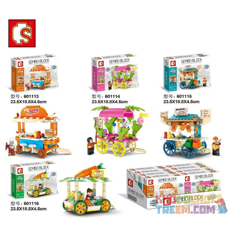 SEMBO 601113 601114 601115 601116 non Lego SENBAO STREET VIEW SERIES MINI SALE CART 4 KIỂU bộ đồ chơi xếp lắp ráp ghép mô hình City SEMBO BLOCK Thành Phố 146 khối