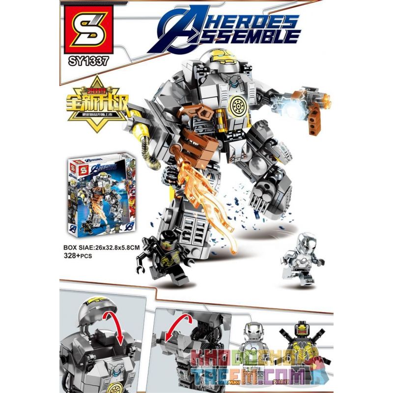 SHENG YUAN SY SY1337 1337 non Lego IRON MAN ANTI-HULK ARMOURED MECH MK1 bộ đồ chơi xếp lắp ráp ghép mô hình Super Heroes HEROES ASSEMBLE Siêu Nhân Anh Hùng 328 khối