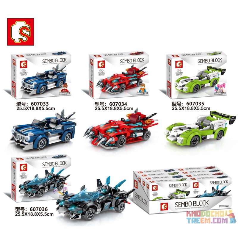 SEMBO 607033 607034 607035 607036 non Lego XE NỔI TIẾNG 4 款 bộ đồ chơi xếp lắp ráp ghép mô hình Speed Champions Racing Cars FAMOUS CAR Đua Xe Công Thức 674 khối