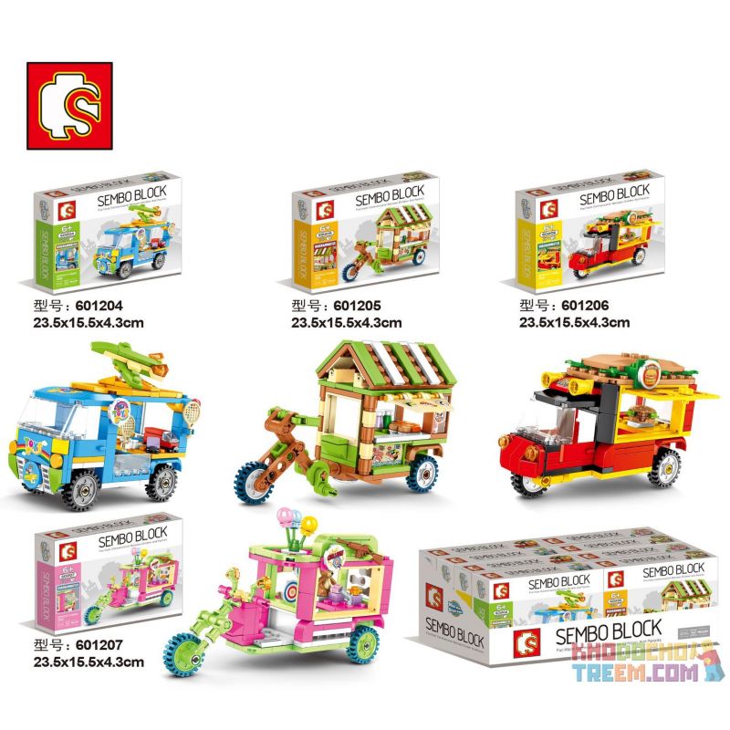 SEMBO 601204 601205 601206 601207 non Lego SENBAO STREET VIEW SERIES MINI SALE CART 4 KIỂU bộ đồ chơi xếp lắp ráp ghép mô hình City SEMBO BLOCK Thành Phố 505 khối