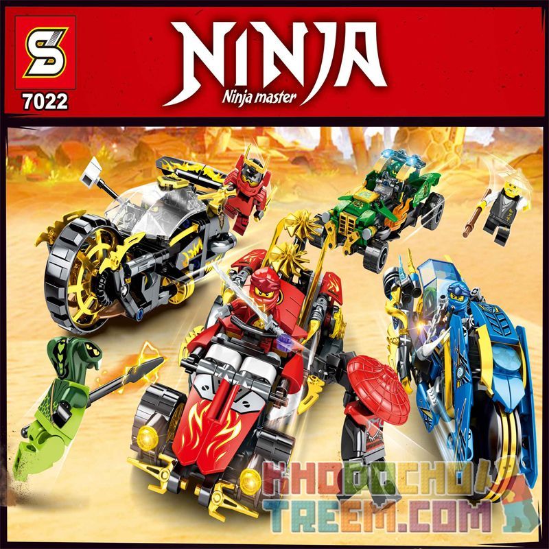 SHENG YUAN SY 7022A 7022B 7022C 7022D non Lego 4 NINJA CƠ KHÍ ĐUA SIÊU XE NGỰA bộ đồ chơi xếp lắp ráp ghép mô hình The Lego Ninjago Movie NINJA MASTER Ninja Lốc Xoáy 731 khối