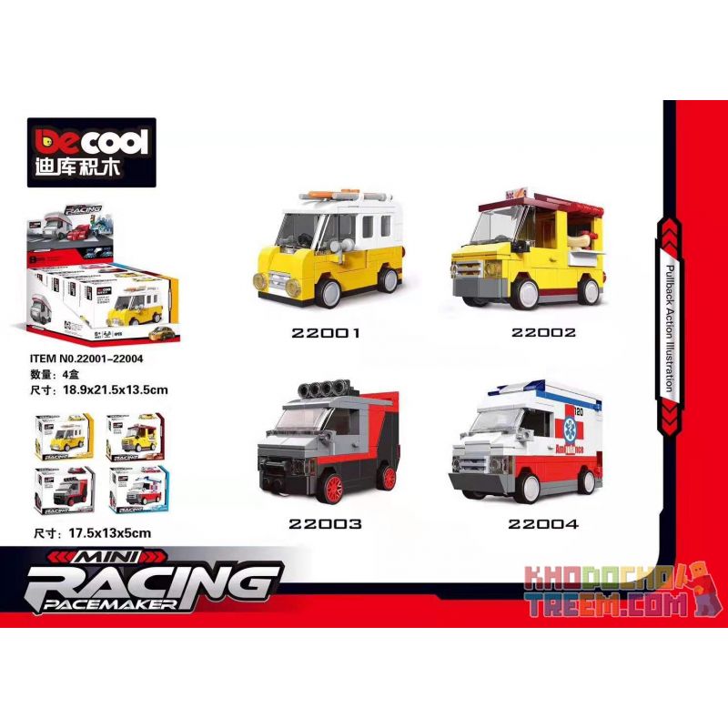 Decool 22003 Jisi 22003 KOZOSHA 2208A-6 22086 non Lego XE KÉO LÙI TẤN CÔNG VÒI RỒNG bộ đồ chơi xếp lắp ráp ghép mô hình Speed Champions Racing Cars MINI RACING PACEMAKER Đua Xe Công Thức 98 khối