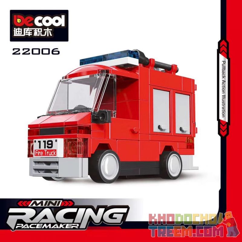 Decool 22006 Jisi 22006 non Lego XE CỨU HỎA bộ đồ chơi xếp lắp ráp ghép mô hình Speed Champions Racing Cars MINI RACING PACEMAKER Đua Xe Công Thức 107 khối