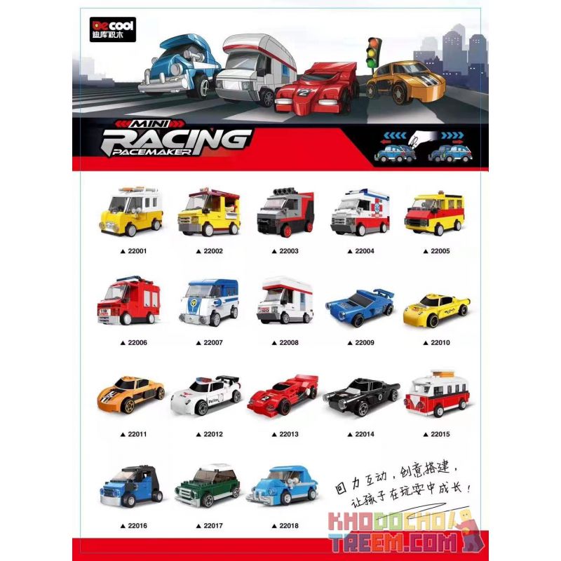 Decool 22010 Jisi 22010 non Lego XE ĐUA MÀU VÀNG bộ đồ chơi xếp lắp ráp ghép mô hình Speed Champions Racing Cars MINI RACING PACEMAKER Đua Xe Công Thức 40 khối