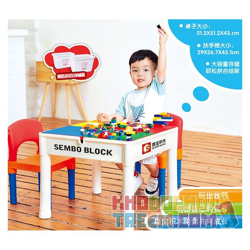 SEMBO S1999 1999 non  BÀN TRÒ CHƠI HỌC ĐA CHỨC NĂNG SENBAO bộ đồ chơi xếp lắp ráp ghép mô hình City LEARNING DESK Thành Phố