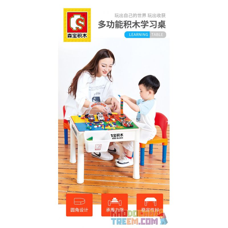 SEMBO S1999 1999 non  BÀN TRÒ CHƠI HỌC ĐA CHỨC NĂNG SENBAO bộ đồ chơi xếp lắp ráp ghép mô hình City LEARNING DESK Thành Phố
