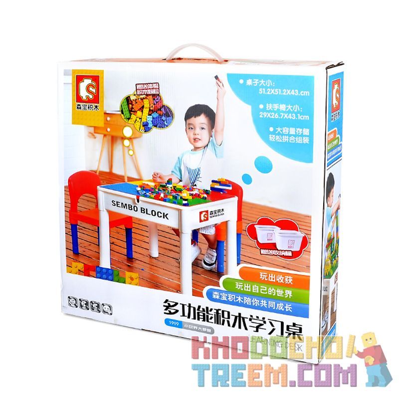 SEMBO S1999 1999 non  BÀN TRÒ CHƠI HỌC ĐA CHỨC NĂNG SENBAO bộ đồ chơi xếp lắp ráp ghép mô hình City LEARNING DESK Thành Phố