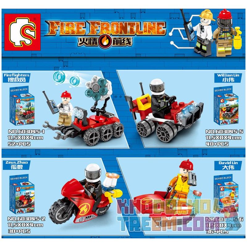 SEMBO 603045 non  8 TỔ HỢP XE CỨU HỎA bộ đồ chơi xếp lắp ráp ghép mô hình Fire Rescure FIRE FRONTLINE 324 khối