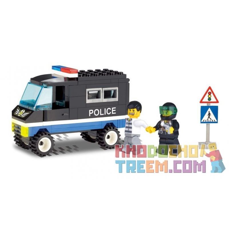Enlighten 126 Qman 126 non Lego HỘ TỐNG XE CẢNH SÁT bộ đồ chơi xếp lắp ráp ghép mô hình City ESCORTING POLICE TRUCK Thành Phố 87 khối