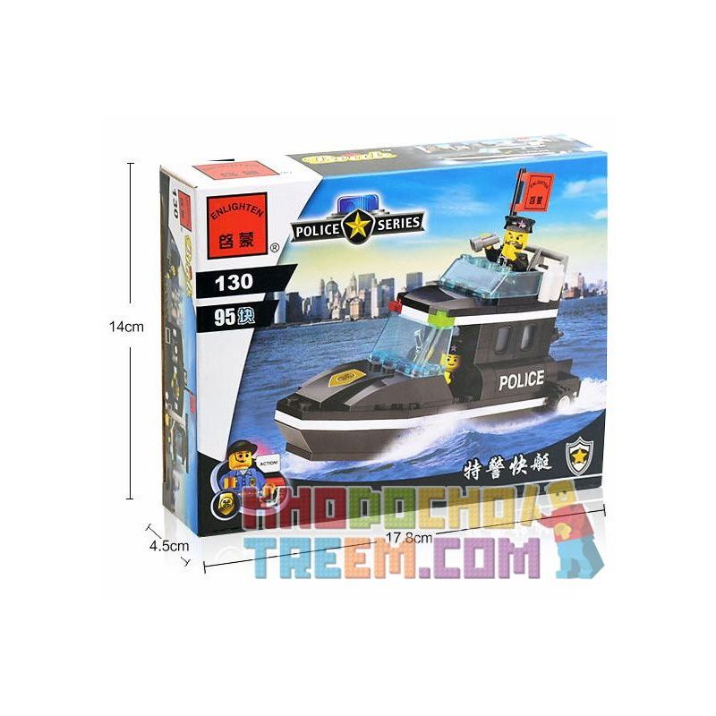 Enlighten 130 Qman 130 non  THUYỀN CAO TỐC SWAT bộ đồ chơi xếp lắp ráp ghép mô hình City POLICE Thành Phố 95 khối