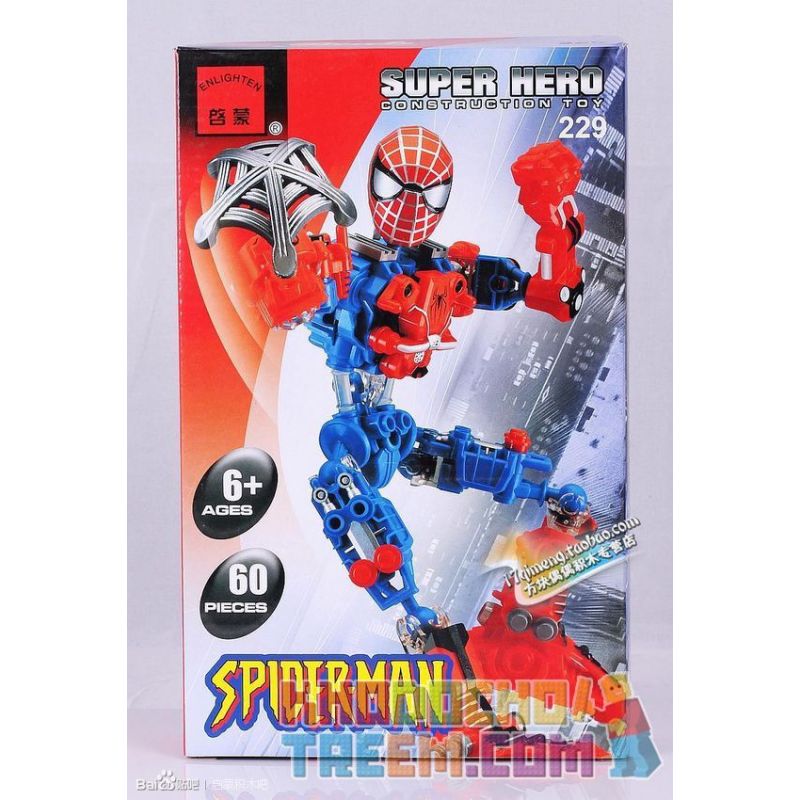 Enlighten 229 Qman 229 non Lego NGƯỜI NHỆN bộ đồ chơi xếp lắp ráp ghép mô hình Super Heroes SPIDER-MAN Siêu Nhân Anh Hùng 60 khối