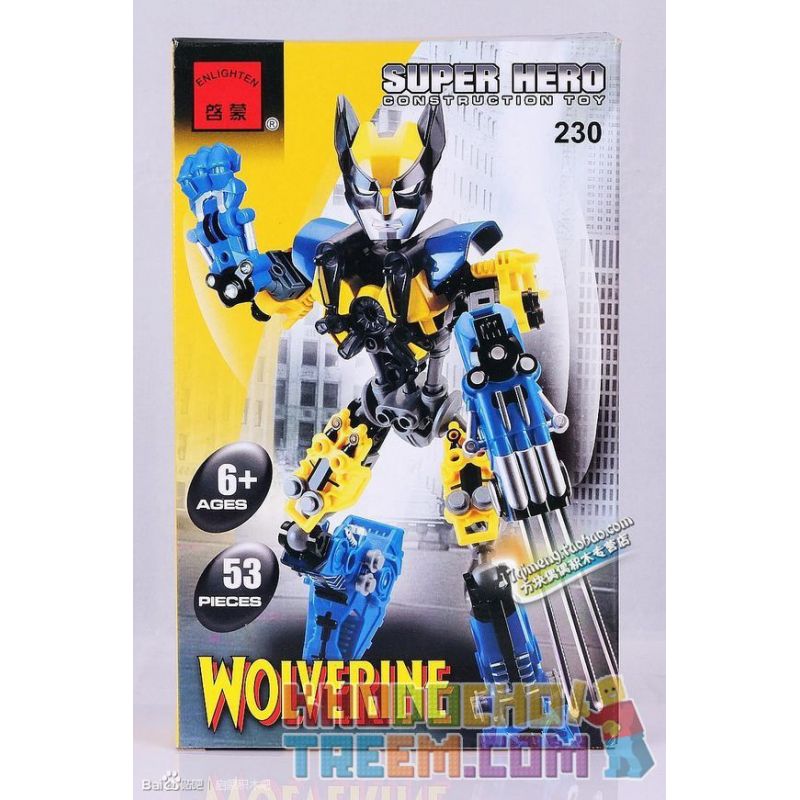 Enlighten 230 Qman 230 non Lego NGƯỜI SÓI WOLVERINE bộ đồ chơi xếp lắp ráp ghép mô hình Super Heroes Siêu Nhân Anh Hùng 53 khối