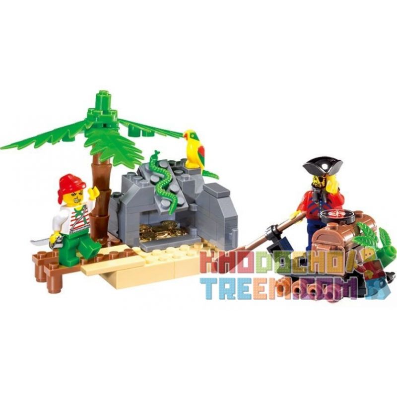 Enlighten 314 Qman 314 non Lego TRẠM TRUNG CHUYỂN KHO BÁU bộ đồ chơi xếp lắp ráp ghép mô hình Pirates Of The Caribbean Cướp Biển Vùng Caribe 95 khối