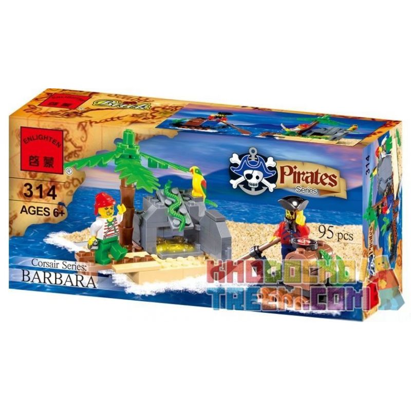 Enlighten 314 Qman 314 non  TRẠM TRUNG CHUYỂN KHO BÁU bộ đồ chơi xếp lắp ráp ghép mô hình Pirates Of The Caribbean Cướp Biển Vùng Caribe 95 khối