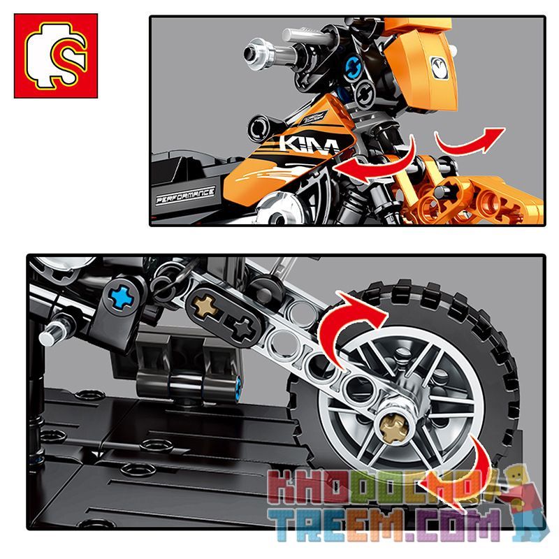 SEMBO 701101 SHENZHEN RAEL ENTERTAINMENT 50009 non  XE MÁY XUYÊN QUỐC GIA KTM bộ đồ chơi xếp lắp ráp ghép mô hình  TECHINQUE MOTORCYCLE Kỹ Thuật Công Nghệ Cao Mô Hình Phương Tiện 209 khối
