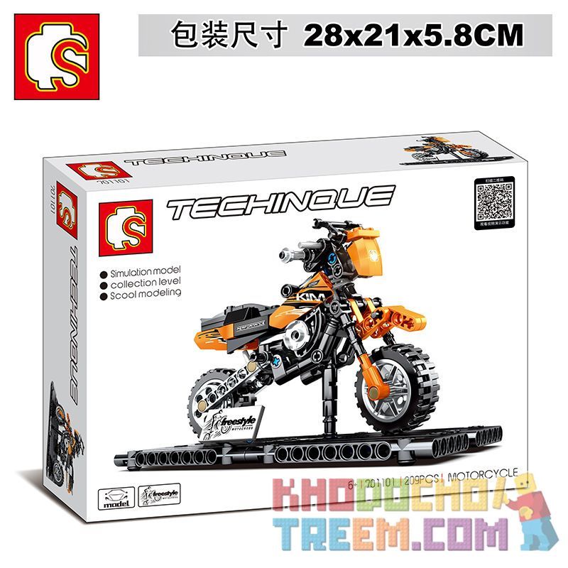 SEMBO 701101 SHENZHEN RAEL ENTERTAINMENT 50009 non  XE MÁY XUYÊN QUỐC GIA KTM bộ đồ chơi xếp lắp ráp ghép mô hình  TECHINQUE MOTORCYCLE Kỹ Thuật Công Nghệ Cao Mô Hình Phương Tiện 209 khối