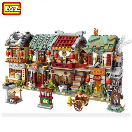 LOZ 1722 1723 1724 1725 non  4 LOẠI HÌNH QUÁN BÚN TIỆM CẦM ĐỒ NHÀ HÀNG RÈN bộ đồ chơi xếp lắp ráp ghép mô hình Mini Modular ANCIENT STREET Đường Phố Thu Nhỏ 2246 khối