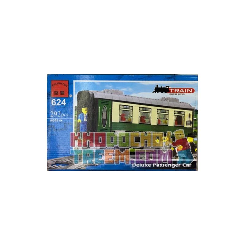Enlighten 624 Qman 624 non Lego TOA XE LỬA HẠNG SANG bộ đồ chơi xếp lắp ráp ghép mô hình Trains TRAIN DELUXE PASSENGER CAR Tàu Hỏa 292 khối